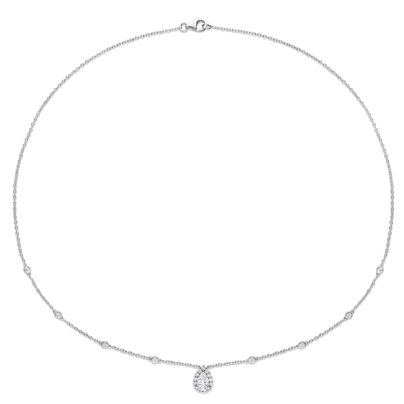 Miadora 2 7/8 Ct Dew Created Moissanite-White Leverback Earrings & Necklace With Chain Silver Length (Inches): 18
