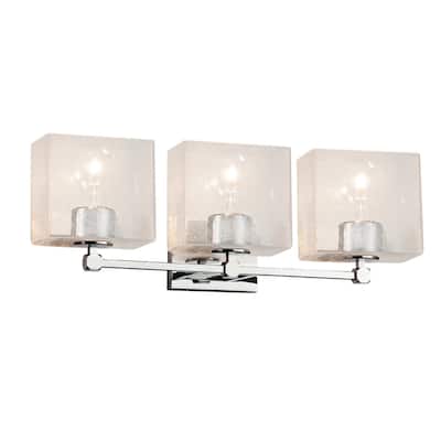 Fusion Tetra 3-Light Bath Bar, Seeded Rectangle Shade