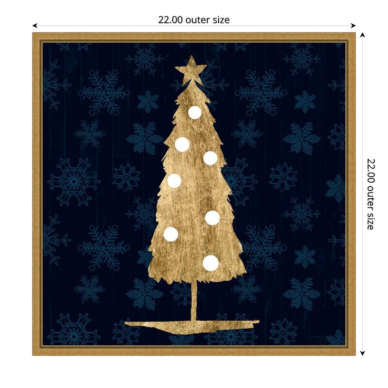 Blue and Tan Sophisticated Christmas II by Grace Popp Framed Canvas Wall Art Print - 22 x 22 in
