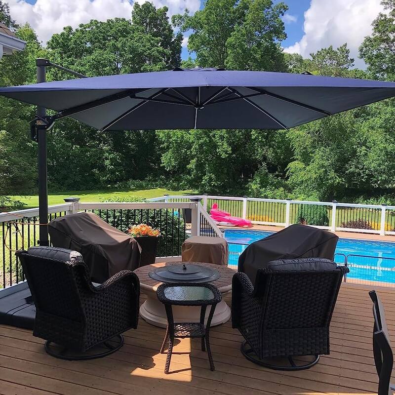 PURPLE LEAF 9 ft 360 Degree Rotation Patio Umbrella With Base