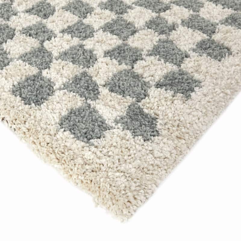 Covey Plush Checkered Thick Shag Area Rug