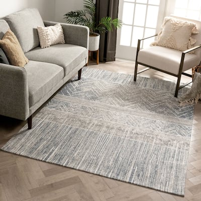 Well Woven ChaCha Agma Contemporary Distressed Abstract Waves Area Rug - 5'3" x 7'3"