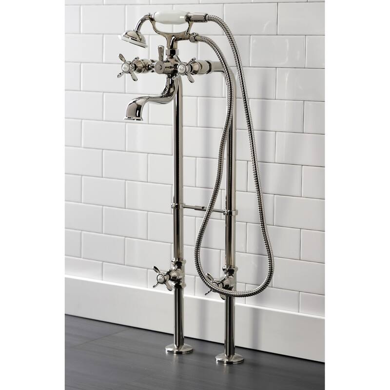 Essex Freestanding Clawfoot Tub Faucet Package with Supply Line in Matte Black