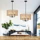 preview thumbnail 34 of 46, 5 - Light Dimmable Drum Chandelier Natural Rattan Bohemian & Coastal Pendant - 18.9 in
