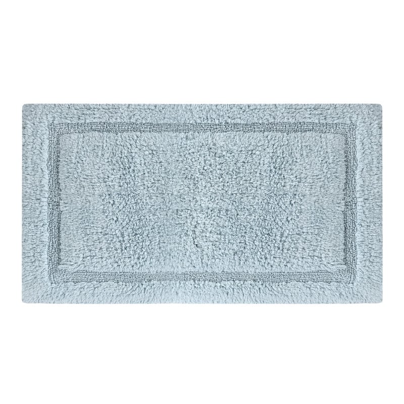 Delara Organic Cotton Reversible Bath Mat, 3000 GSM, GOTS Certified, Ultra-Thick & Super Absorbent, Quick-Drying Bathroom Rug - 20"X30" - light blue