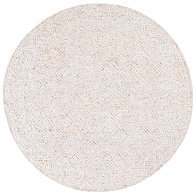 SAFAVIEH Handmade Pine Alfrid Modern & Contemporary Wool Rug - 6' Round - Ivory/Orange