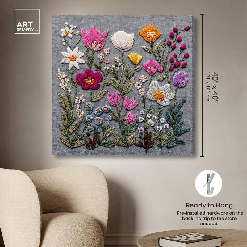 Fabric Flora Canvas by Art Remedy, Gallery Wrapped