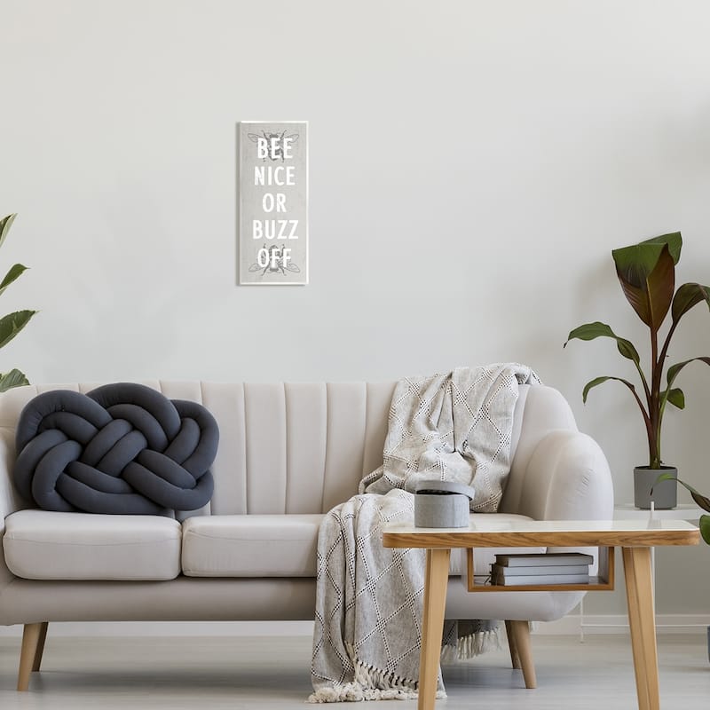 Stupell Bee Nice Buzz Off Bumble Insect Humor Sign Wood Wall Art, Design by Daphne Polselli