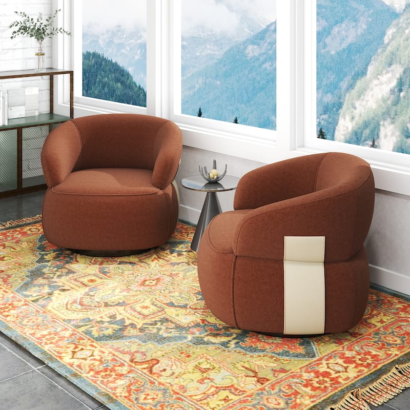 Kieon 33"W 360 Swivel Barrel Chair Modern Accent Chair Set of 2