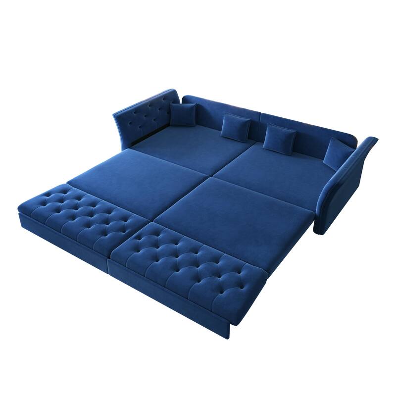 100" Oversize Pull-Out Sofa Bed, Convertible Sleeper Sofa, Velvet Loveseat Sofa, Tufted Sofa, Modern Sofa Couch with Flared Arms