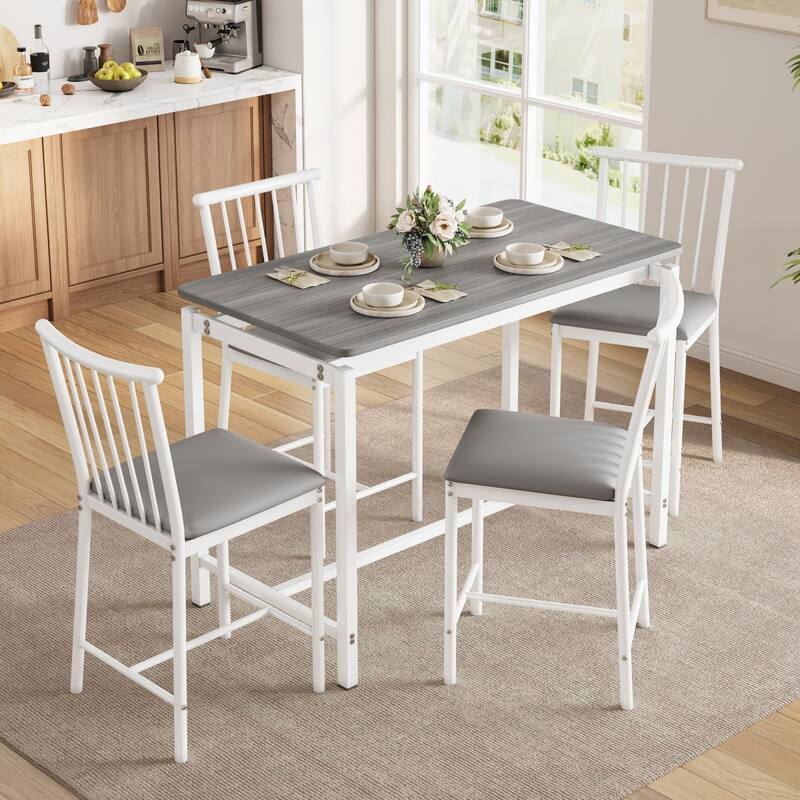 5-Piece Rectangular Dining Table Set with 4 Upholstered Chairs