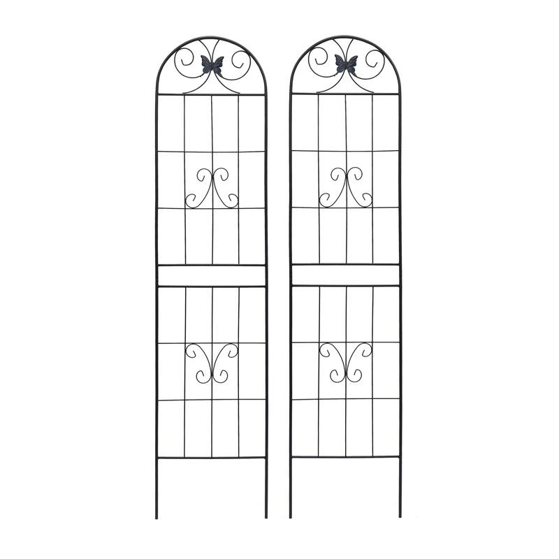 2 Pack Metal Garden Trellis Rustproof Trellis for Climbing Plants Outdoor Flower Support Black