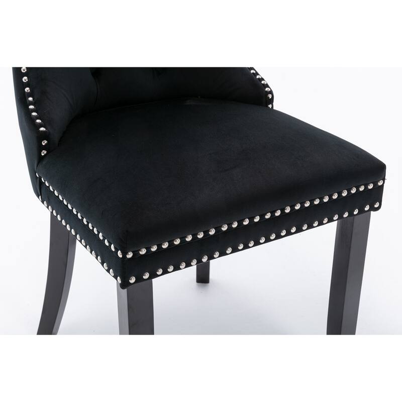 Modern Velvet Upholstered Dining Chair with Wood Legs,Set of 2