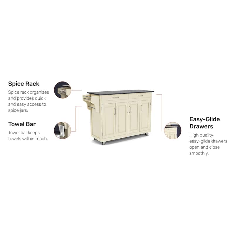 Create-a-Cart White Kitchen Cart with Black Granite Top