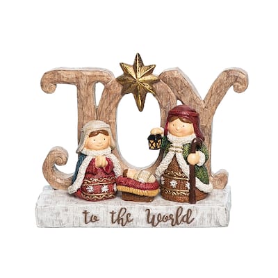 "Joy" With Holy Family Decor