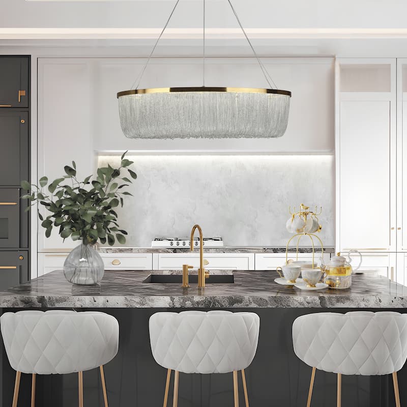 Modern LED Fringe Chandelier Island Lights for Kitchen Island - Gold