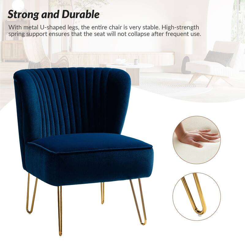 Barto Modern Velvet Tufted Side Chair with Golden Legs by HULALA HOME