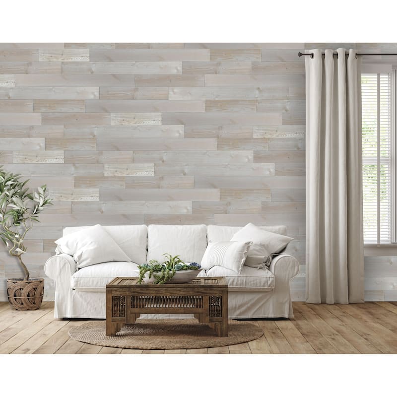 Peel and Stick Solid Wood Wall Paneling, Assorted Length, 5-inch Width, 19 sq ft