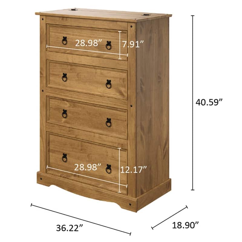 Wood Dresser 4 Drawers Chest Corona | Furniture Dash