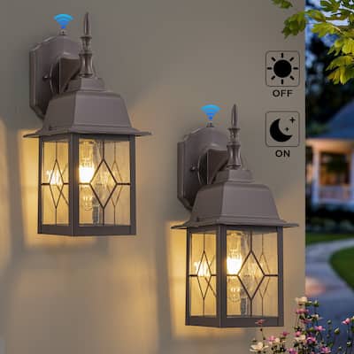 C Cattleya 2-Pack ORB Dusk to Dawn Outdoor Wall Lantern Sconce with Seeded Glass