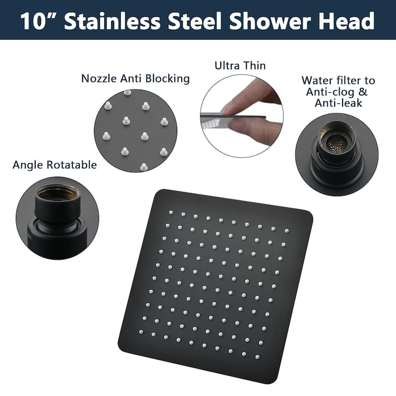 YASINU 10 inch Rain Shower Head with Adjustable Arm
