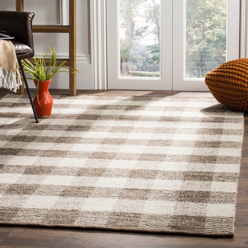 SAFAVIEH Handmade Flatweave Kilim Lyubov Checkered Wool Rug