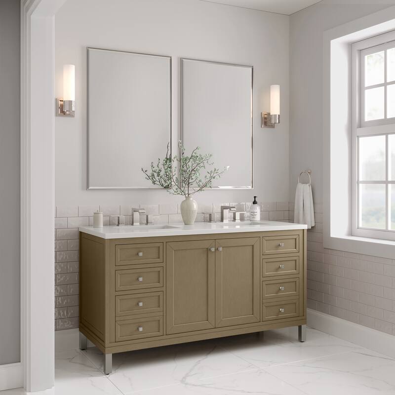 Chicago 60" Double Vanity, Walnut Whisper