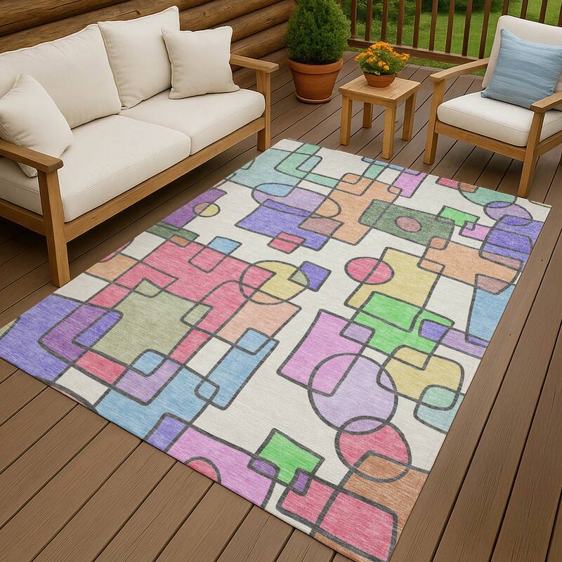 Machine Washable Indoor/ Outdoor Contemporary Prenner Chantille Rug
