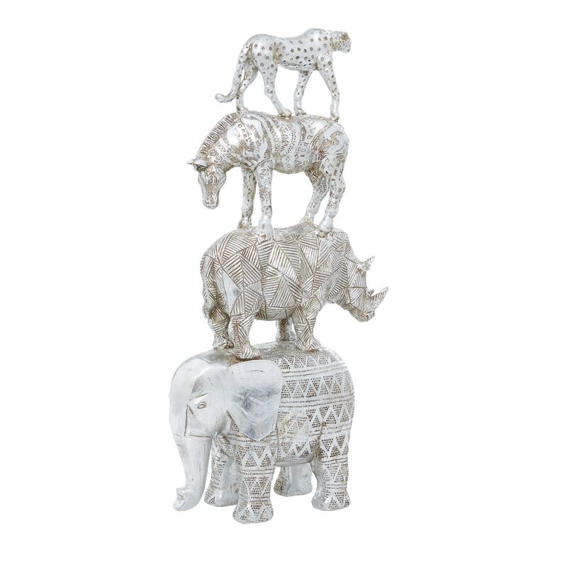 Polystone Safari Animals Decorative Sculpture - Gold or Silver - Roche River Decor