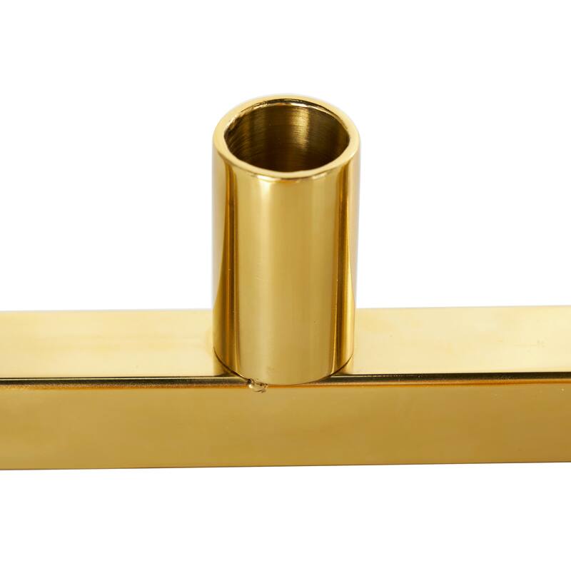 Gold Stainless Steel Metal 7 Candle Candelabra with Rectangular Frame