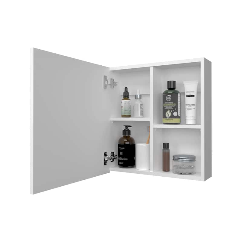Wall-Mounted Medicine Cabinet with Mirror, Three Internal Shelves, and Black Finish for Bathroom or Bedroom