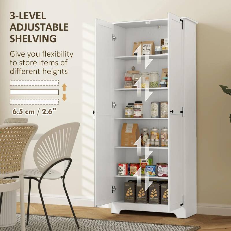 72" Farmhouse Pantry Cabinet, Freestanding Food Pantry Cabinet