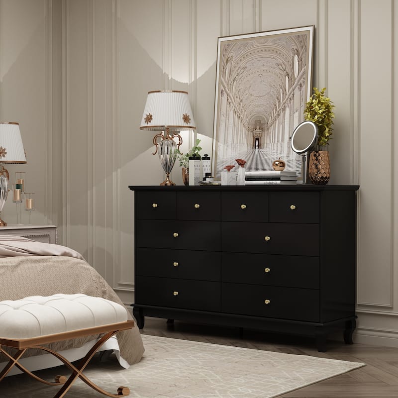 Lacquer Dresser 55.1"Wide Storage Chest Storage Dresser Bedroom