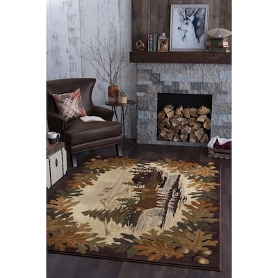 Natural Lodge Novelty Graphic Indoor Area Rug