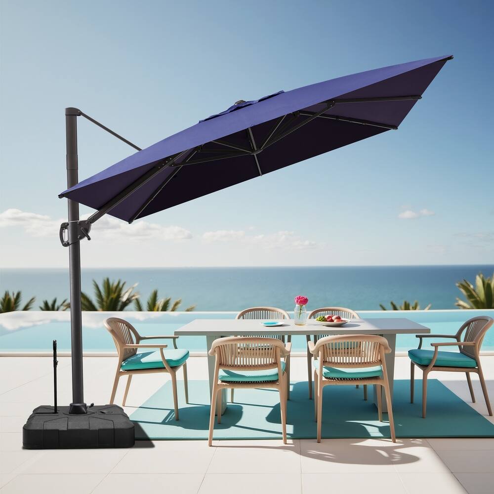11 x 9 FT Outdoor Aluminum Cantilever Offset Umbrella with Base Stand