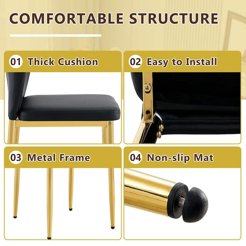 5 Piece Dining Table Set with 39 Inch Round Glass Top X Shaped Metal Base and 4 PU Chairs