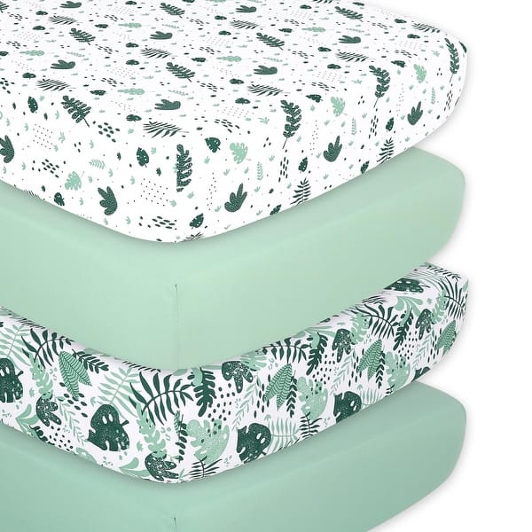 slide 2 of 5, The Peanutshell Botanical Fitted Crib Sheet 4 Pack Set
