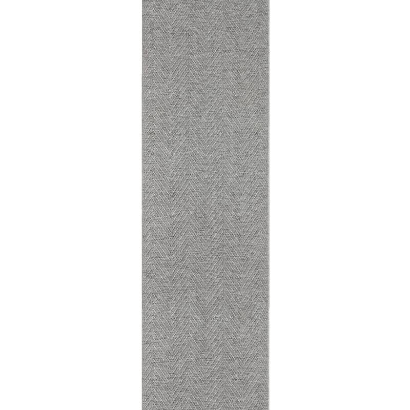 TOWN & COUNTRY BASICS Pax Herringbone Textured Solid Machine Washable Area Rug Grey - 2' 5" x 7' 10"