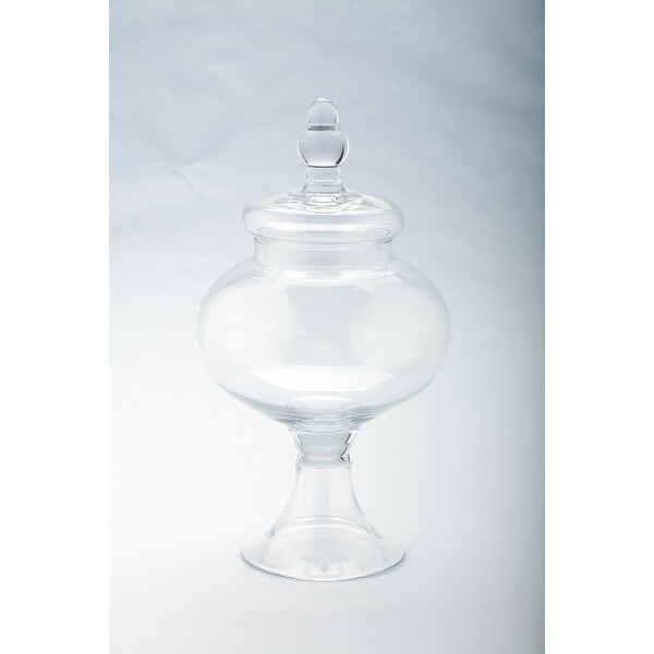12" Clear Hand Blown Glass Jar with Finial Lid - N/A