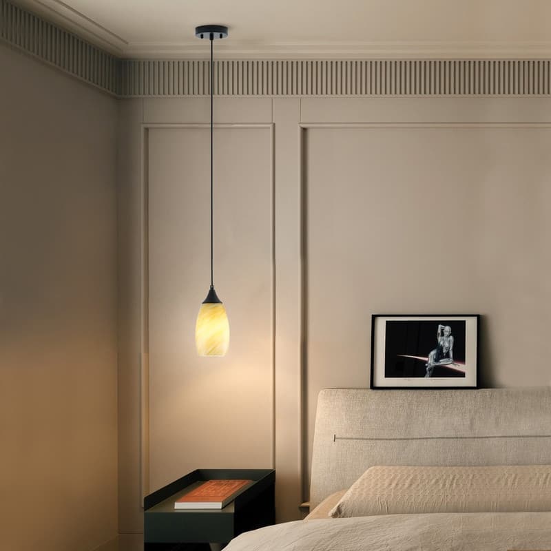 Black Metal and Glass Pendant Light for Kitchen Island Dining Room