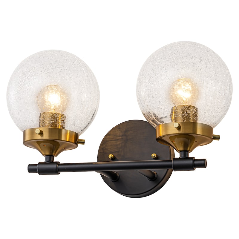 Crackled Glass Globe Wall Sconce Modern Vanity Light
