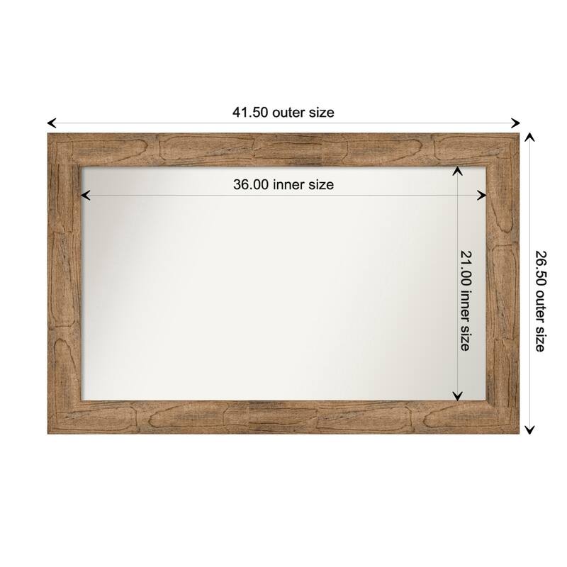 Owl Brown Framed Non-Beveled Custom Wall Mirror, Bathroom Vanity Mirror - Outer Size: 41.5 x 26.5