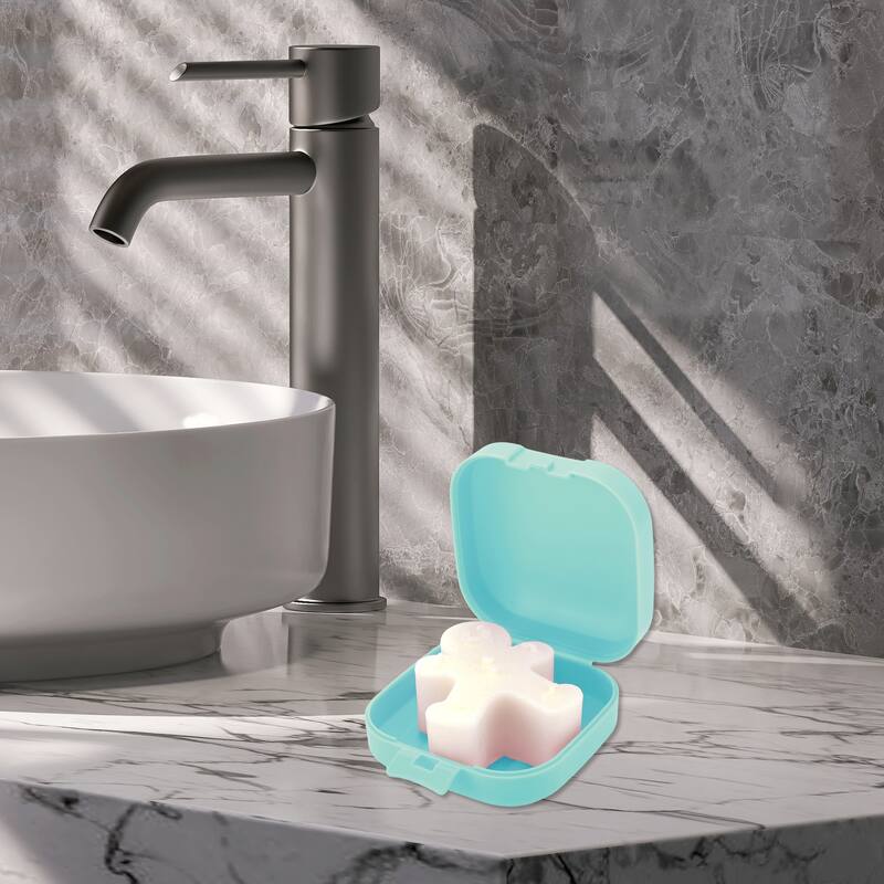 Seal Large with Cover Soap Holder for Bathroom 1 Pc - Blue - 3.11"x3.11"x1.5"