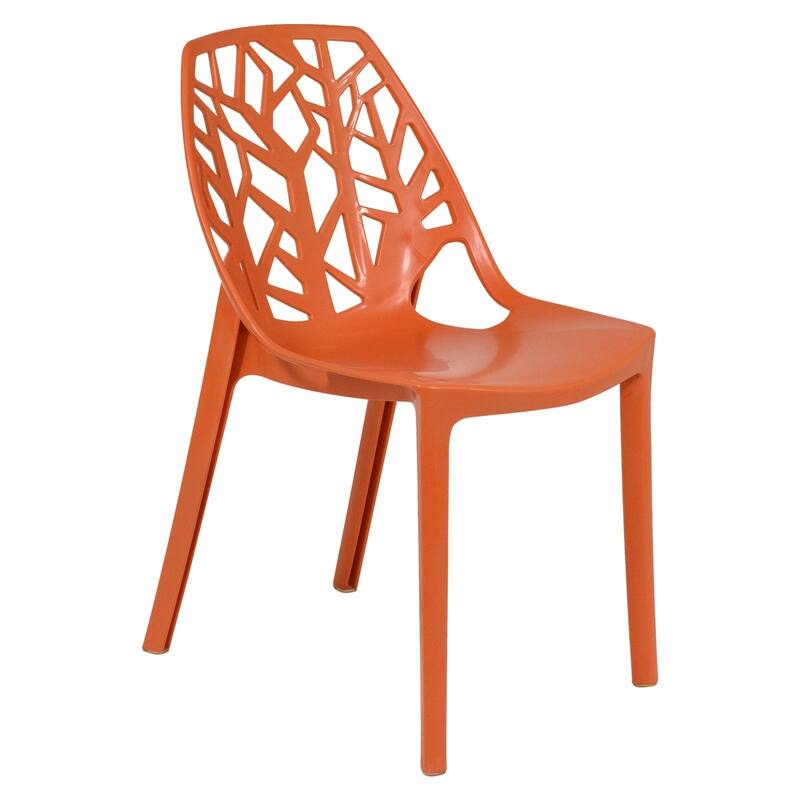 Stackable Dining Chair in Polypropylene (Set of 2) Modern Cut-out Design Backrest Accent Side Chair