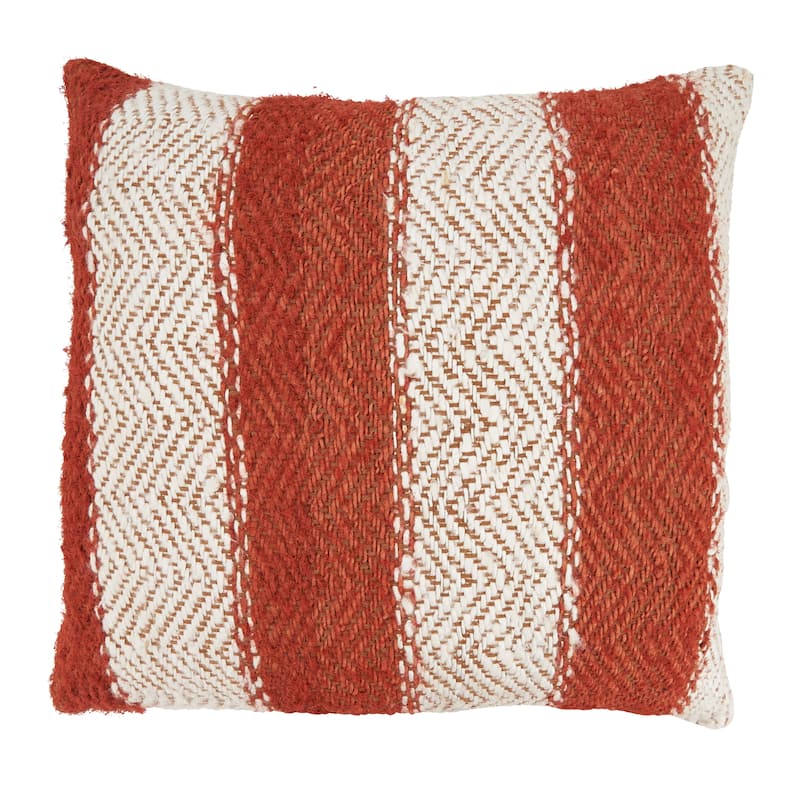 Farmhouse Elegance Plaid Throw Pillow - 20"x20" - Feather Down - Orange