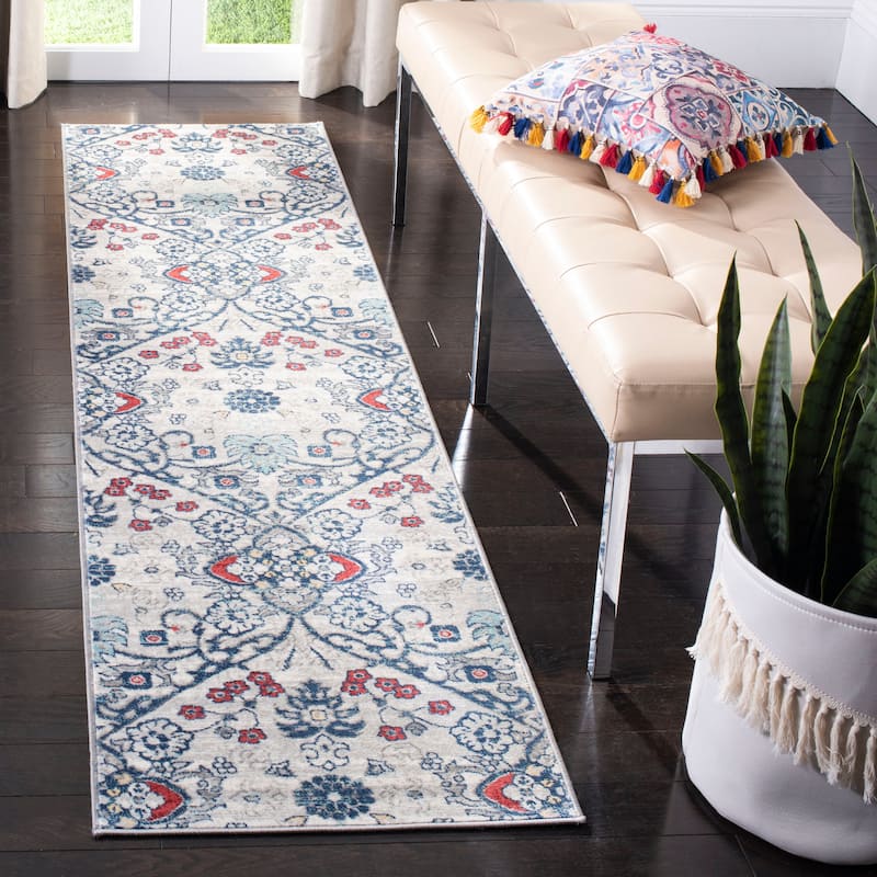 SAFAVIEH, Brentwood Alvara Traditional Oriental Rug - 2' x 6' Runner - Navy/Grey