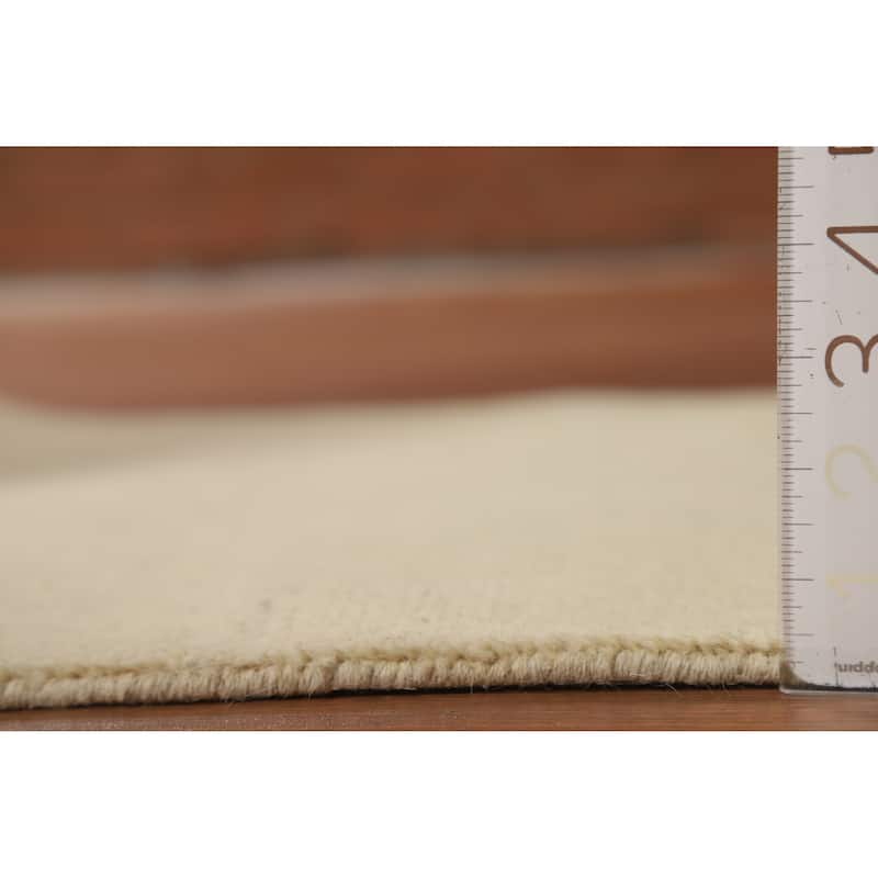 Gabbeh Modern Foyer Rug Handmade Beige Solid Wool Carpet - 2'7"x 4'0"