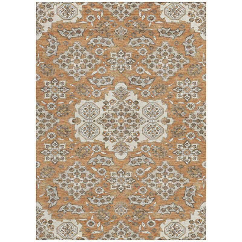 HomeRoots Medallion Traditional Rectangle Outdoor Rug