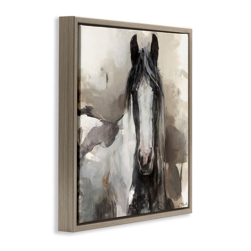 Stupell Grey & Beige Horse Abstract Framed Floater Canvas Wall Art Design By Marilyn Hageman