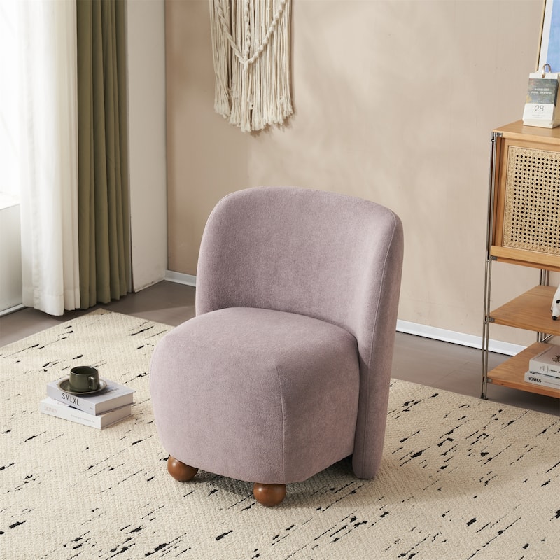 Modern Low Back Accent Chair, Upholstered Armless Living Room Lounge Chairs with Round Pine Wood Feet for Bedroom